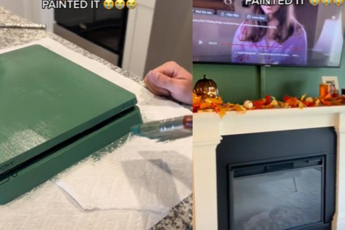 VIDEO: Hombre pintó su PlayStation 4 porque su esposa le dijo que no combinaba con la sala