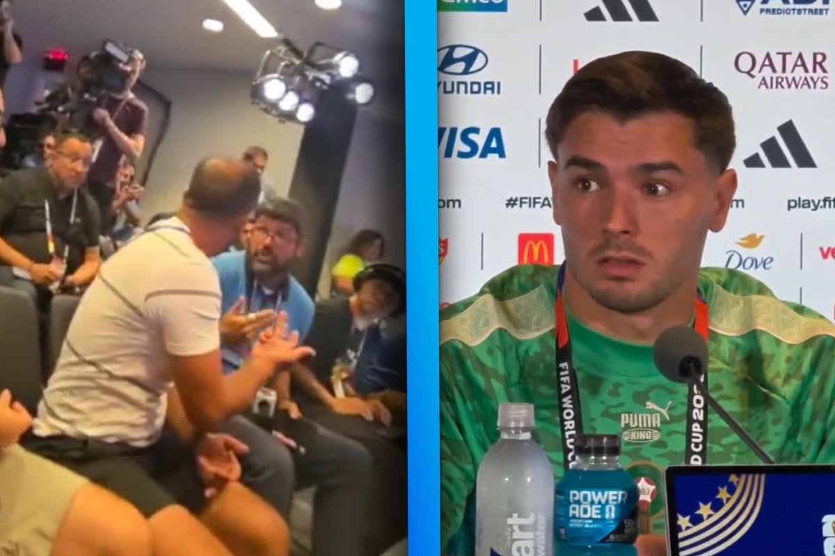 Periodistas generan polémica por pelearse en medio de una conferencia de prensa de Brahim Díaz (VIDEO)