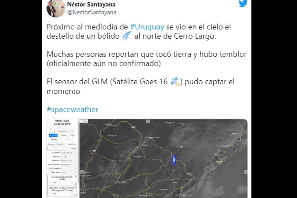 Reportan caída de un bólido visto en la frontera entre Uruguay y Brasil