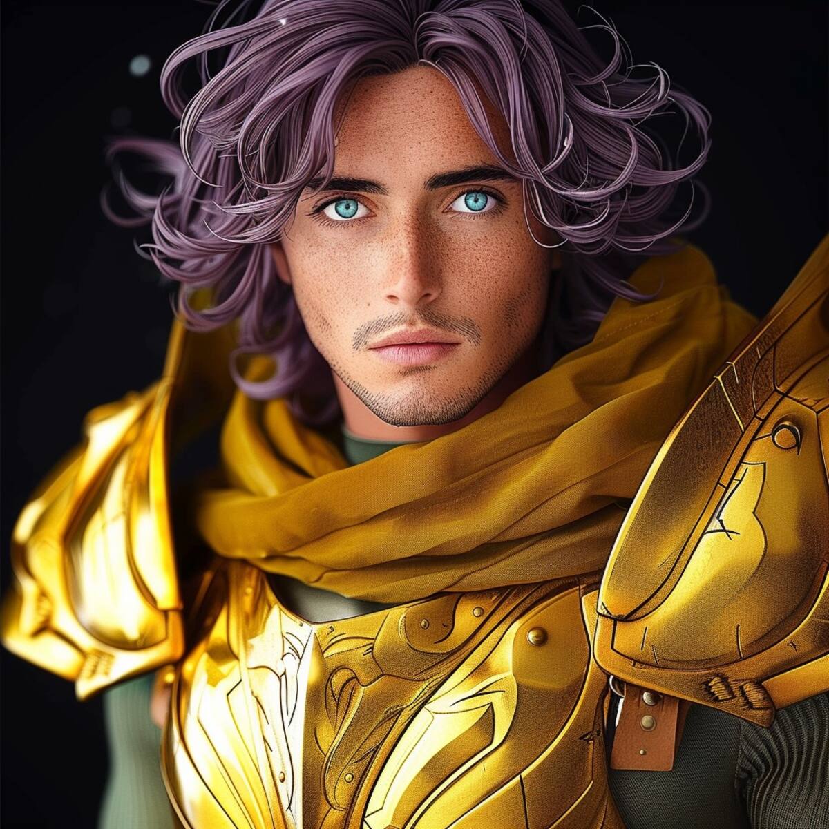 Mū de Aries renace con una armadura dorada en esta sorprendente reinterpretación generada por la inteligencia artificial de Midjpurney.