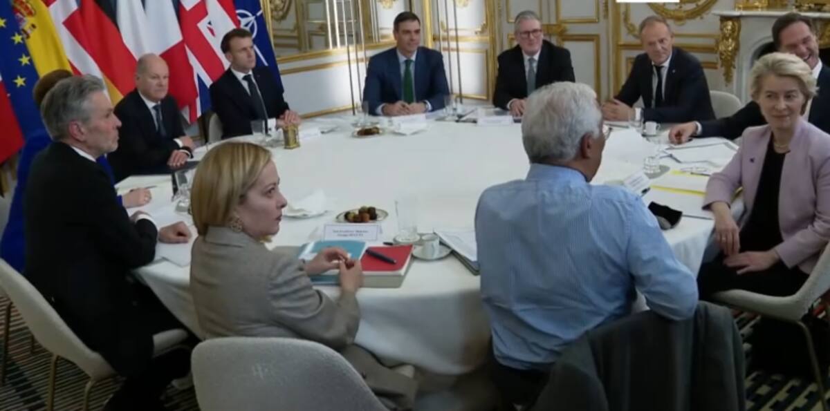 Líderes europeos reunidos de emergencia en París, Francia este 17 de febrero del 2025. / Captura de pantalla de Euro News.