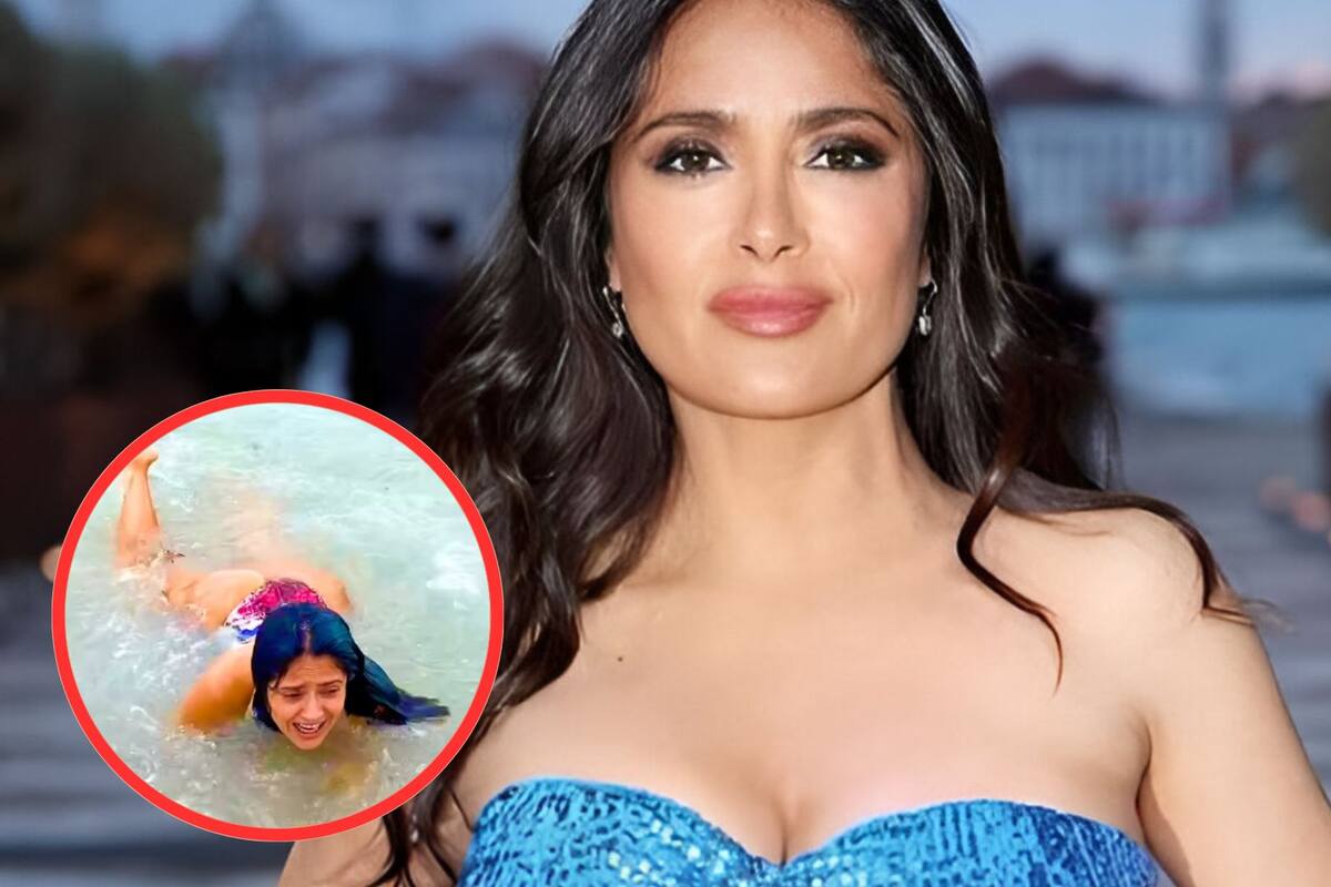 Salma Hayek es arrastrada por una ola; momento queda grabado