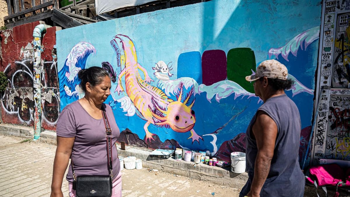 Artista pinta murales en Playas de Tijuana para promover el cuidado de las playas