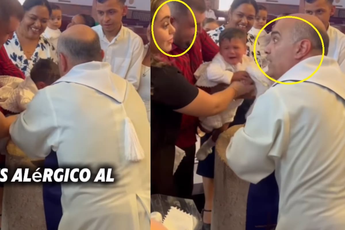 “Asustaste al sacerdote”: mujer dice que su sobrino es alérgico al agua justo en medio del bautizo