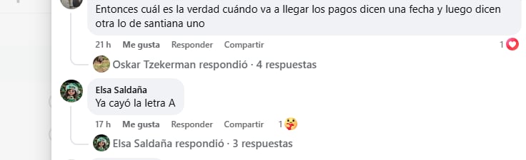 A través de las redes sociales, algunos beneficiarios afirmaron que quienes tienen un apellido que inicia con la letra