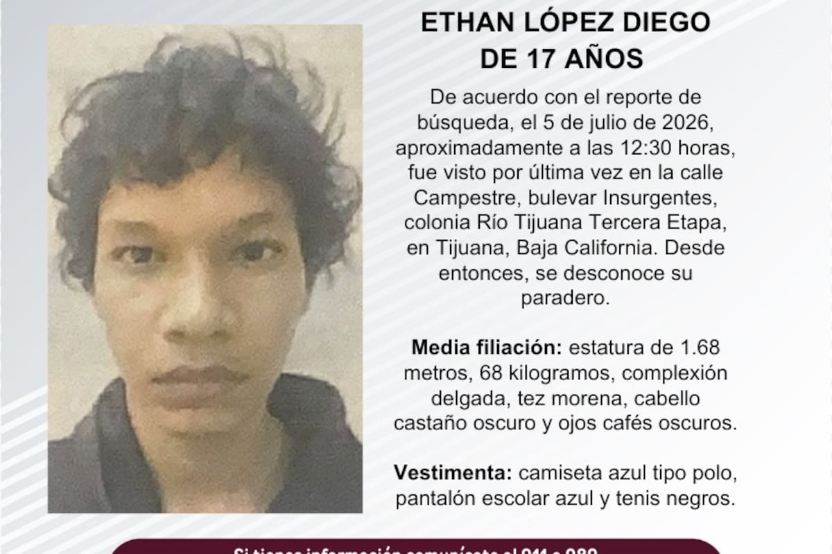 Se busca Ethan López Diego de 17 años de edad