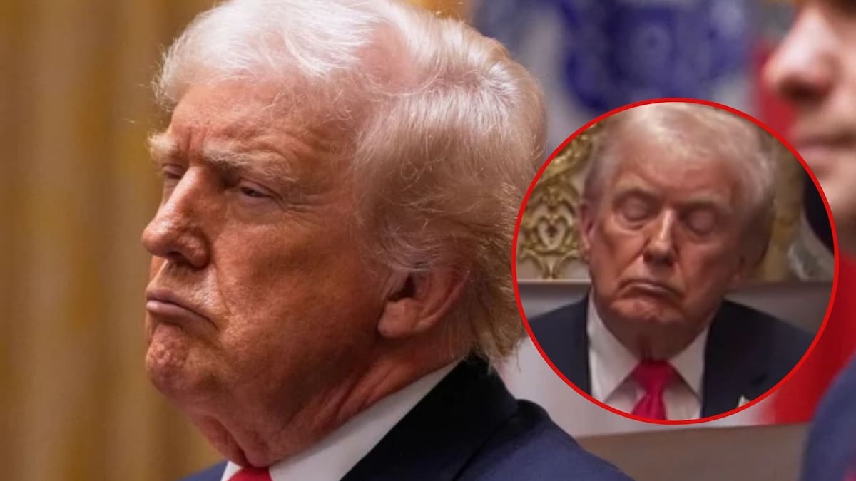 Donald Trump cerró sus “hermosos ojos azules” otra vez mientras escuchaba a miembros de su gabinete y sale rápidamente la Casa Blanca a defenderlo: “Escuchó atentamente y dirigió toda la maratónica reunión”, dice Karoline Leavitt