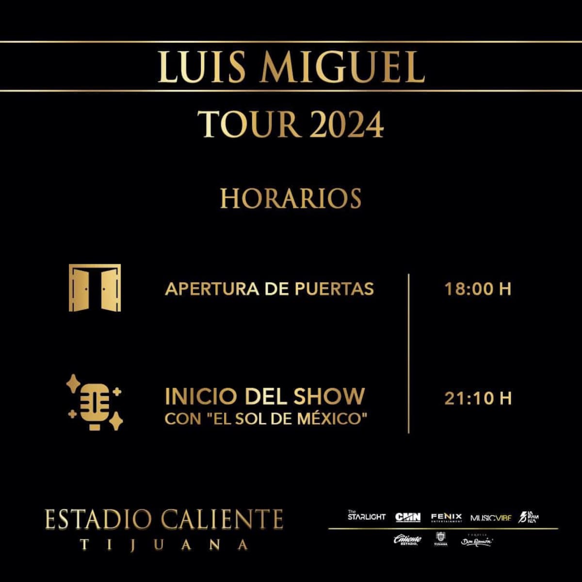 Horarios del concierto.