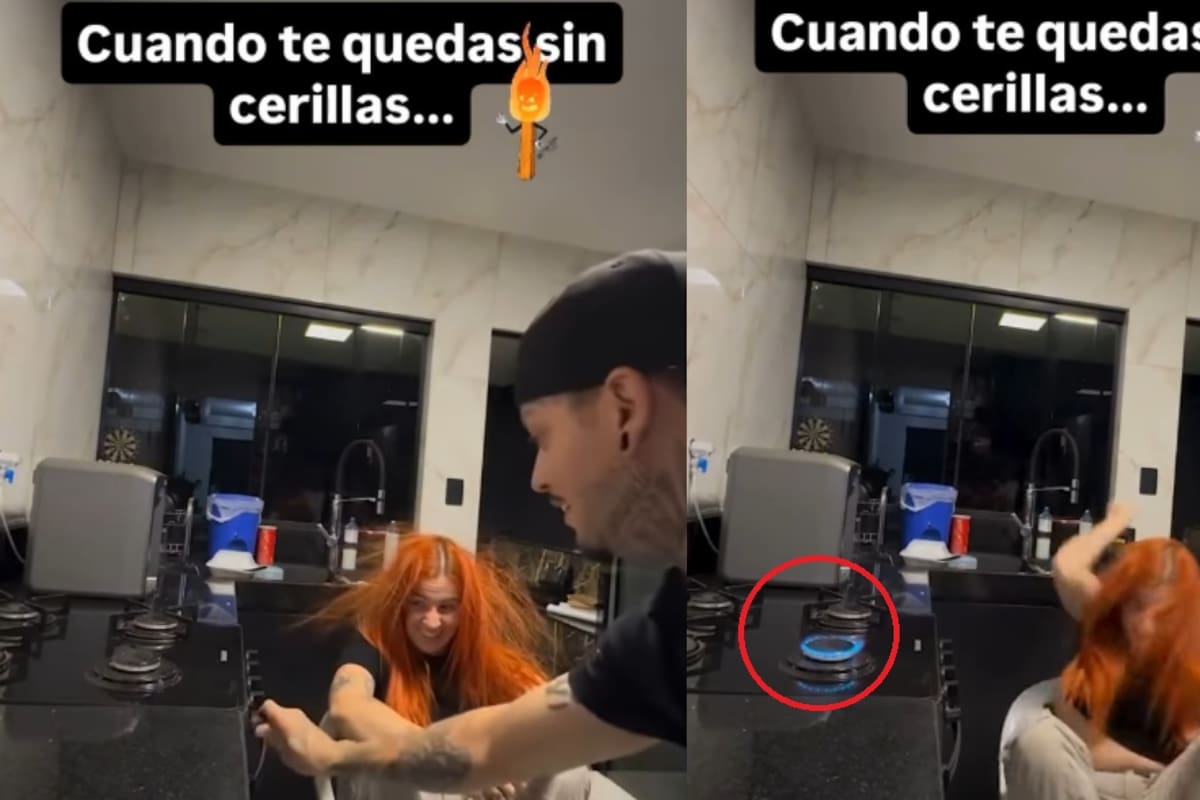 Hombre usa el cabello de su pareja para encender la estufa y causa revuelo