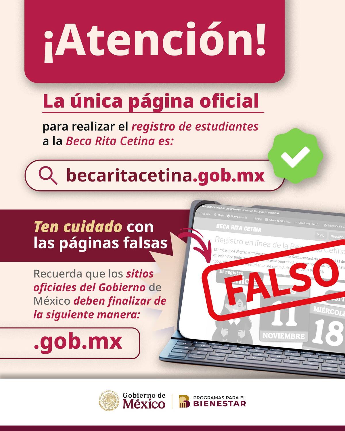 Se debe verificar que el sitio de registro para la beca sea real, porque existen algunos falsos