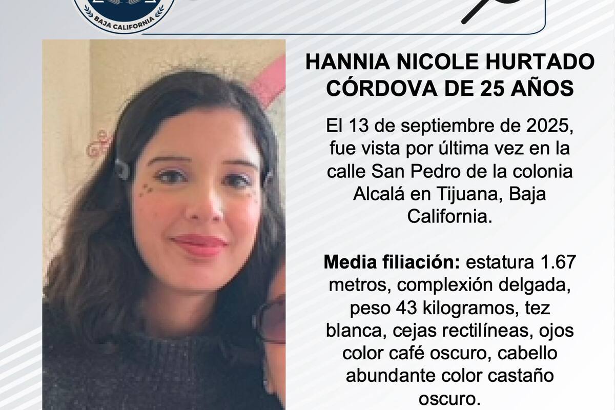 Se busca a Hannia Nicole Hurtado Córdova de 25 años