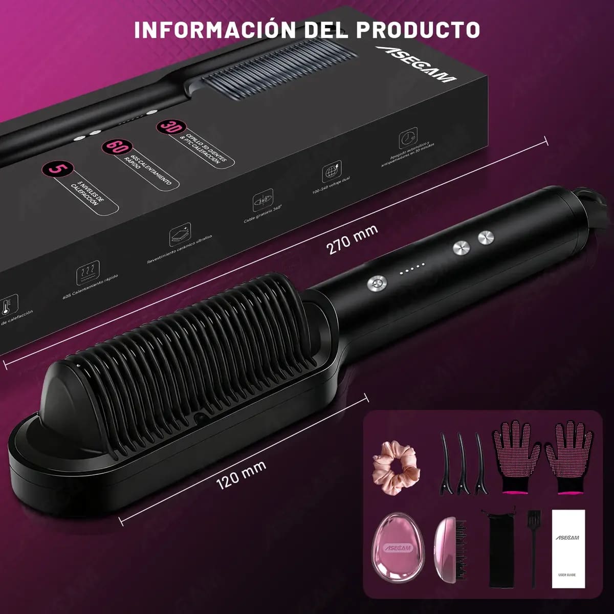 Cepillo Peine Alaciador y Rizador Eléctrico 2 en 1 | Mercado Libre