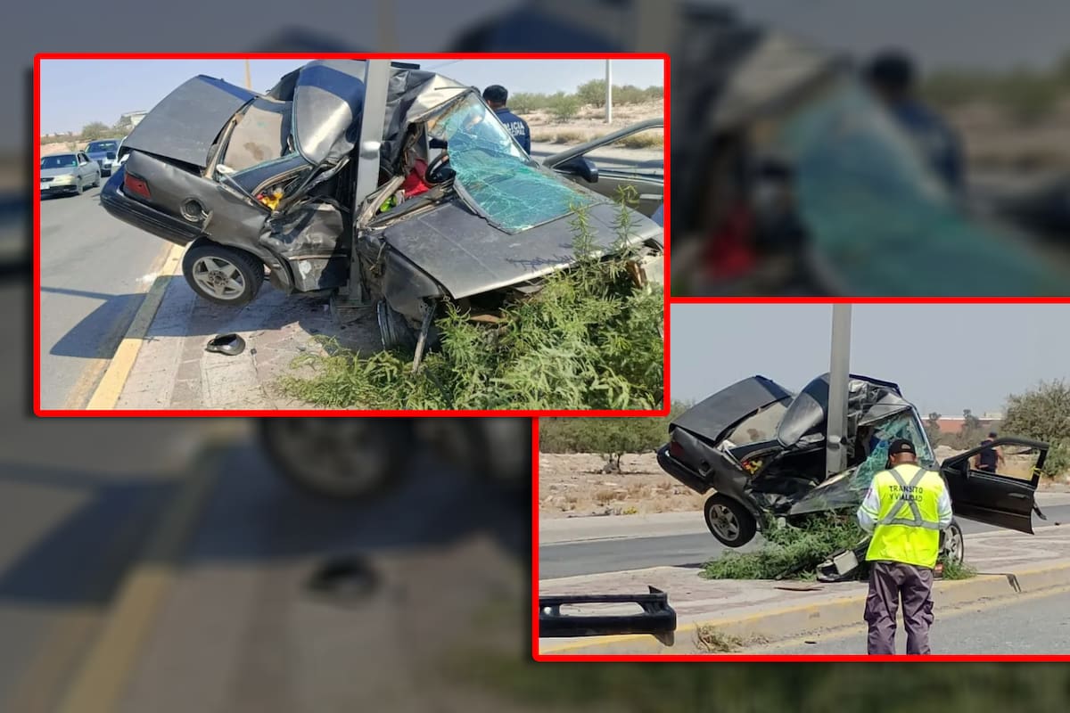 Muere hombre prensado tras chocar contra un poste y destruir su vehículo, en Gómez Palacio; se menciona que regresaba de una entrevista de trabajo