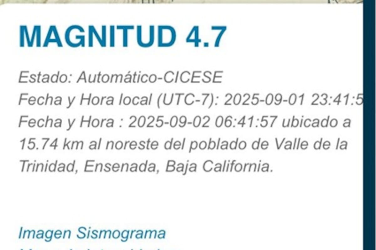 Sismo de 4.7 sacude el Valle de la Trinidad