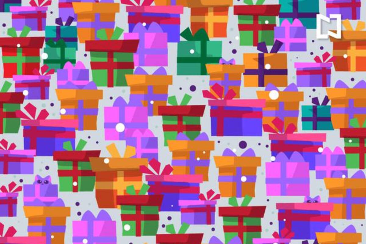 Encuentra los 4 gatos escondidos entre los regalos