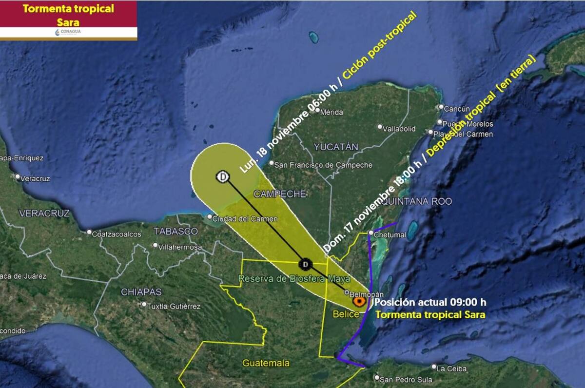 Alerta por Tormenta Tropical Sara. | Crédito: SMN