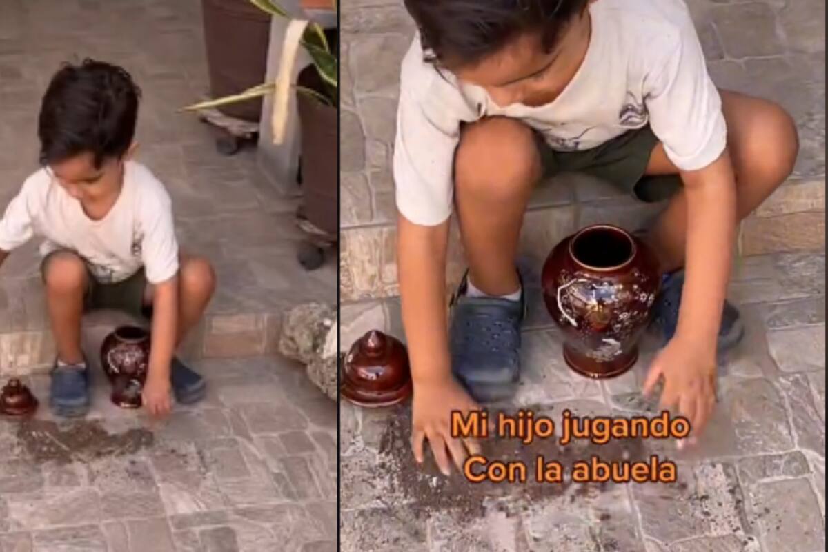 VIDEO: Captan a niño 'jugando' con las cenizas de su abuela