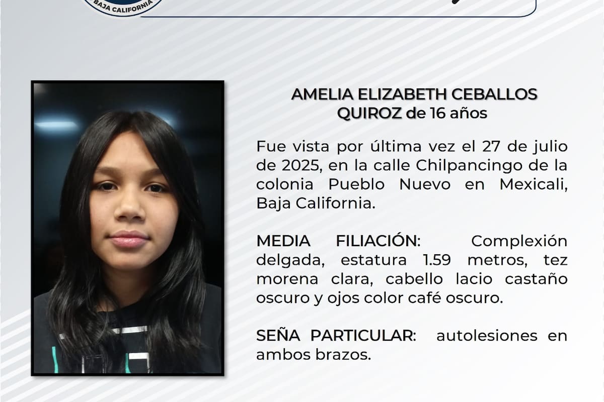 Se solicita ayuda para localizar a Amelia Elizabeth Ceballos Quiroz