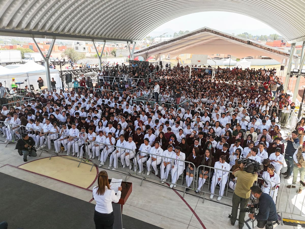 Ixtapaluca, Estado de México, México, 7 de marzo de 2026. La doctora Claudia Sheinbaum Pardo, presidenta Constitucional de los Estados Unidos Mexicanos en Inauguración de Bachillerato Nacional. Ixtapaluca, Estado de México.
Foto: Presidencia