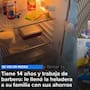 Niño de 14 años que trabaja de barbero le llena el refrigerador de despensa a su familia con sus ahorros
