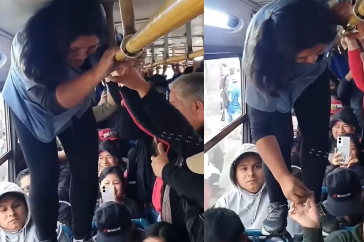 Chofer de autobús se vuelve viral al trepar por los asientos para evitar que pasajeros se bajaran sin pagar en un camión lleno