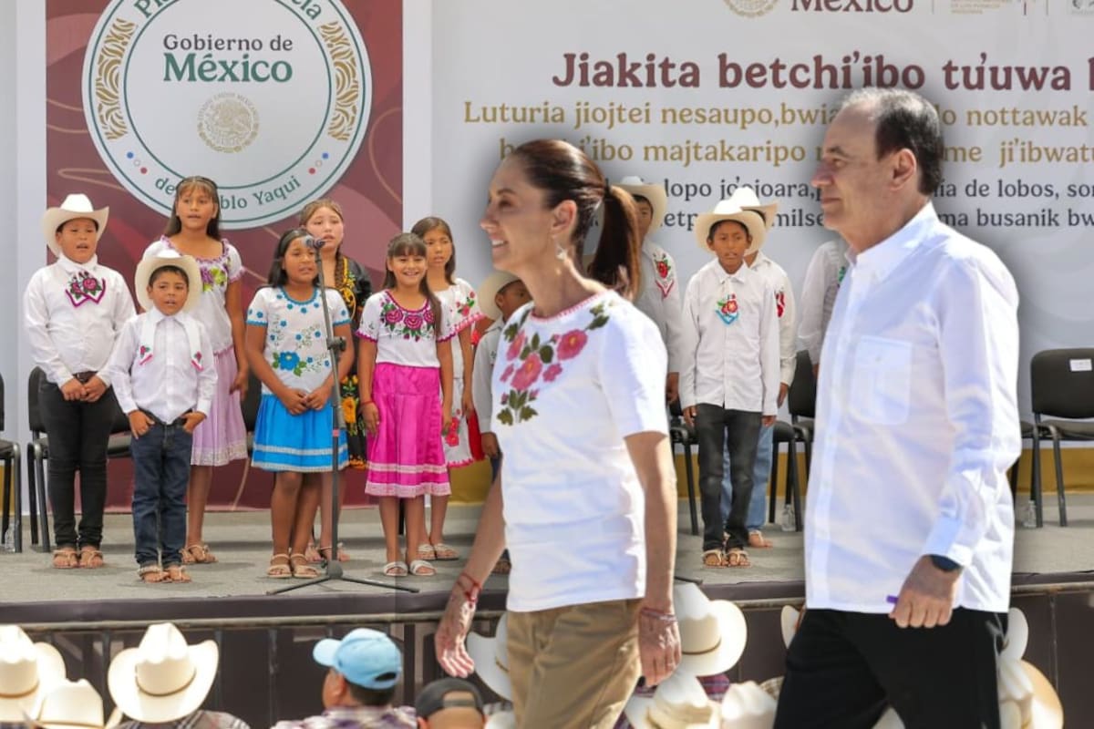 Claudia Sheinbaum y Alfonso Durazo entregan tierras, escrituras y un comedor infantil al pueblo yaqui durante su visita por Sonora