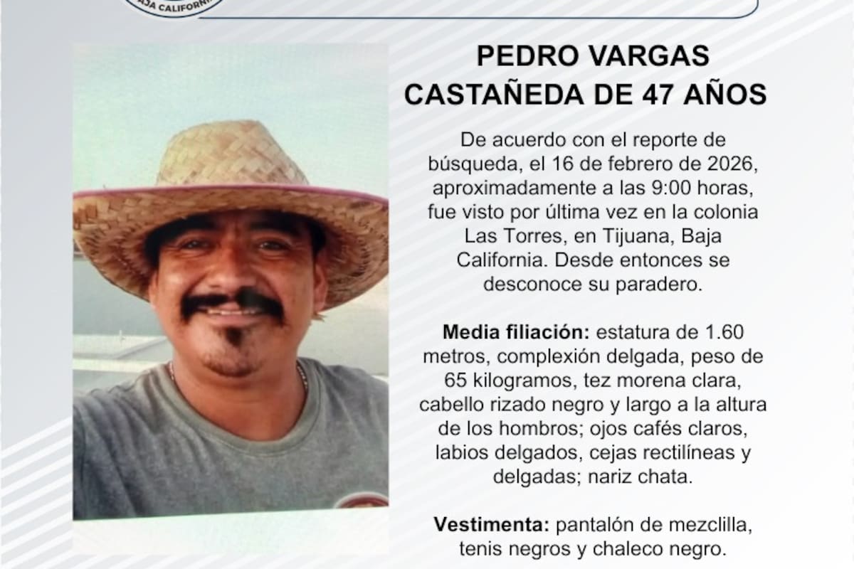 Se busca a Pedro Vargas Castañeda, de 47 años de edad