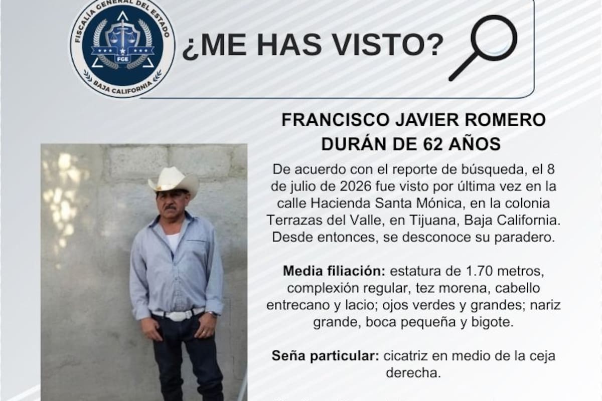 Se busca Francisco Javier Romero Durán de 62 años de edad