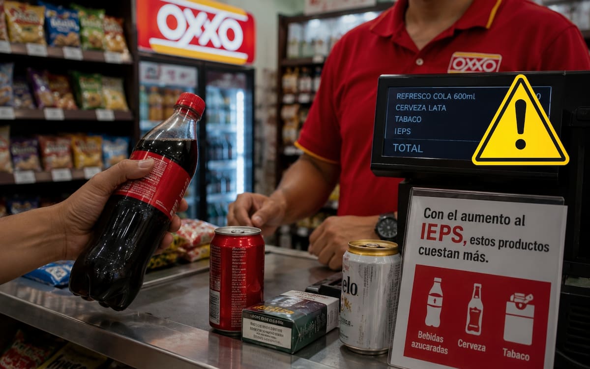 El aumento al IEPS impulsado por Claudia Sheinbaum ya golpea a Coca-Cola y pequeños comercios, pero OXXO aumentó 8.3% sus ingresos al trasladar el impuesto a bebidas azucaradas y cigarros. Foto: Especial