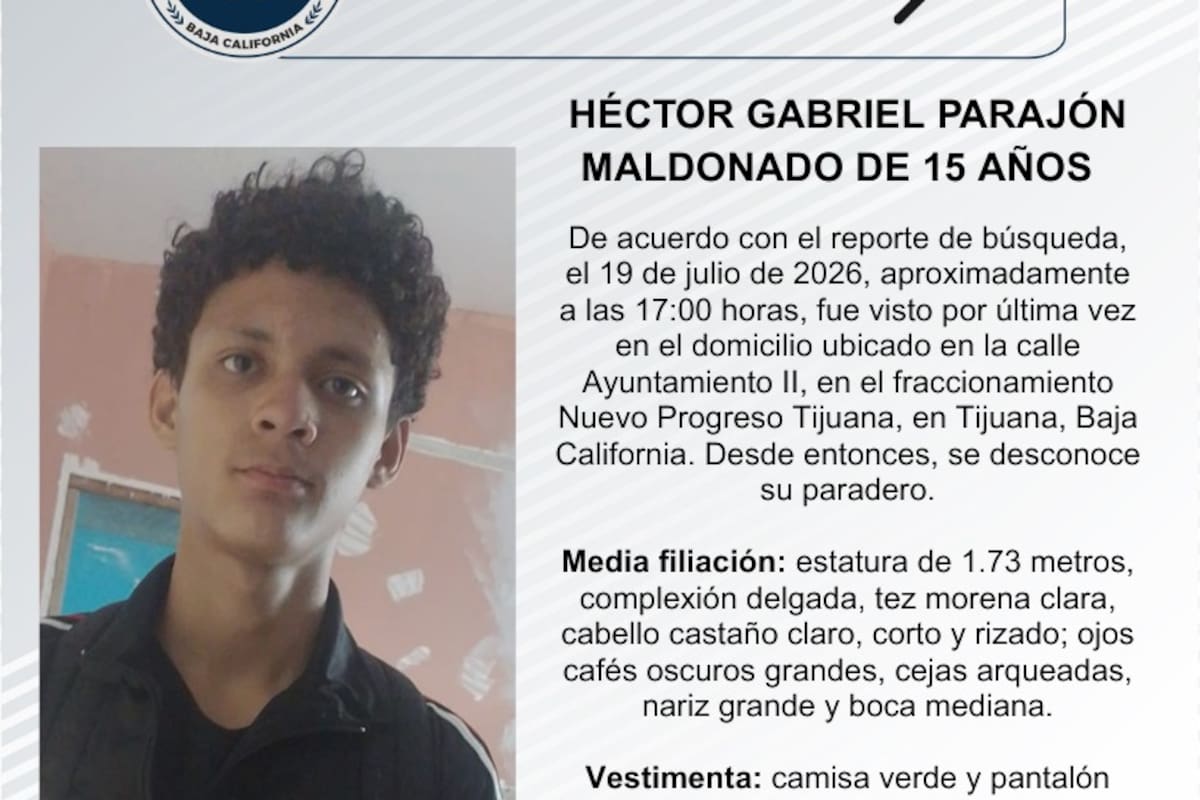 Se busca Héctor Gabriel Parajón Maldonado de 15 años de edad