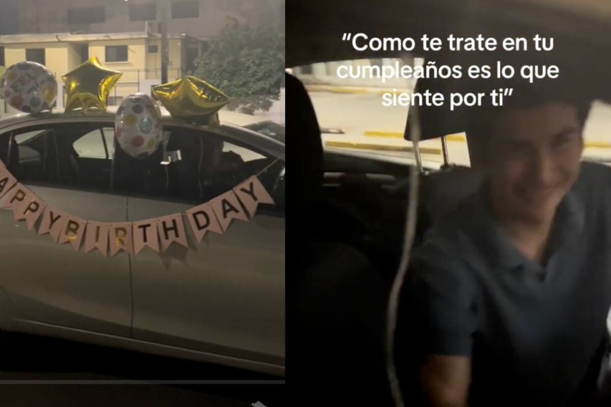 Se presenta enfrente del trabajo de su novia para felicitarla por su cumpleaños de esta especial manera