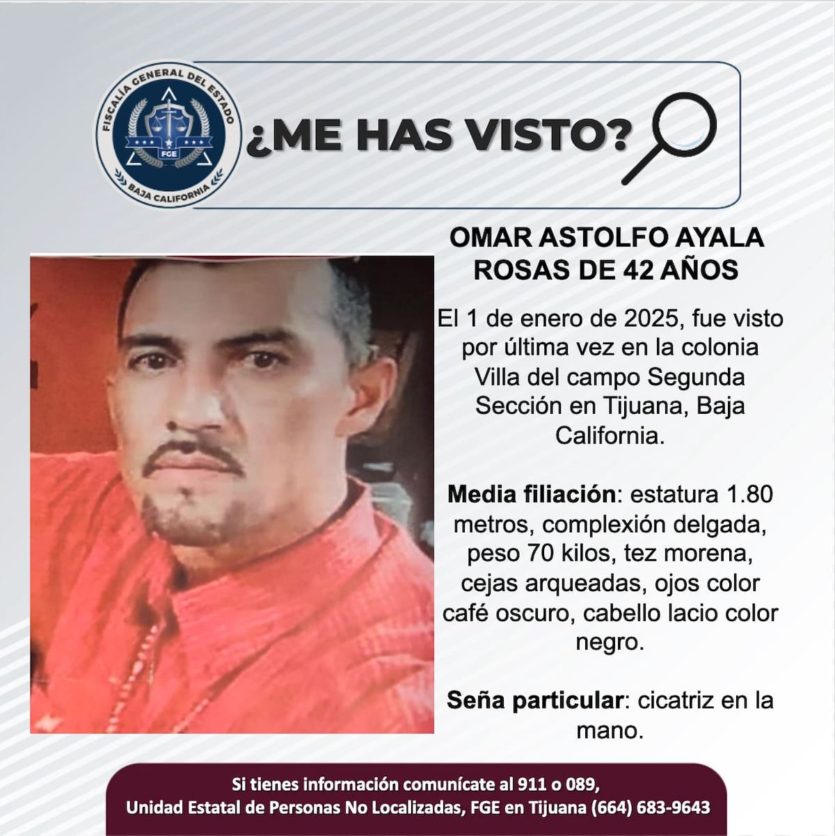 Fue visto por última vez el 1 de enero de 2025.