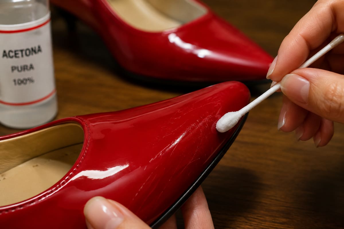 Elimina rayones en los zapatos de charol con acetona: paso a paso