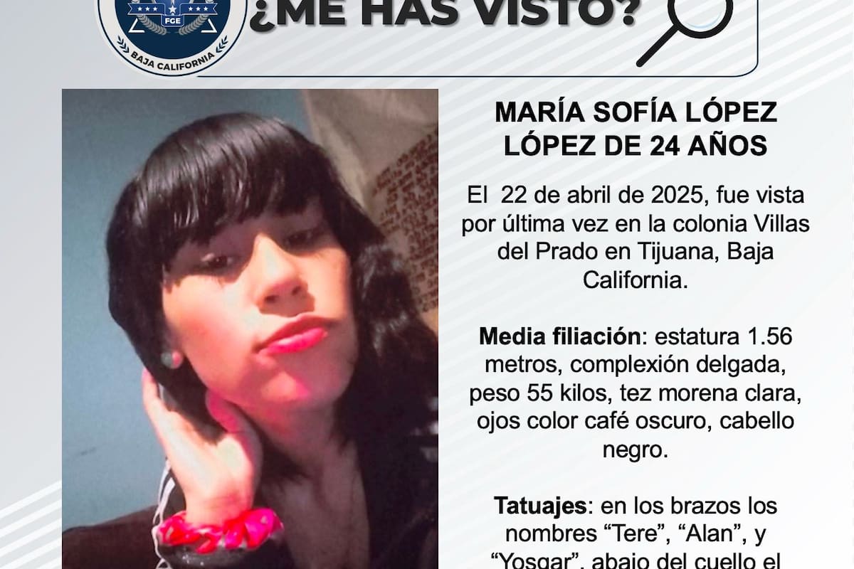 Se busca a María Sofía López López de 24 años de edad