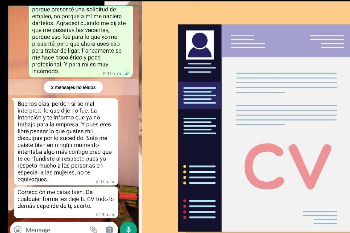 Entrega CV en empresa y reclutador intenta ligarla por mensaje