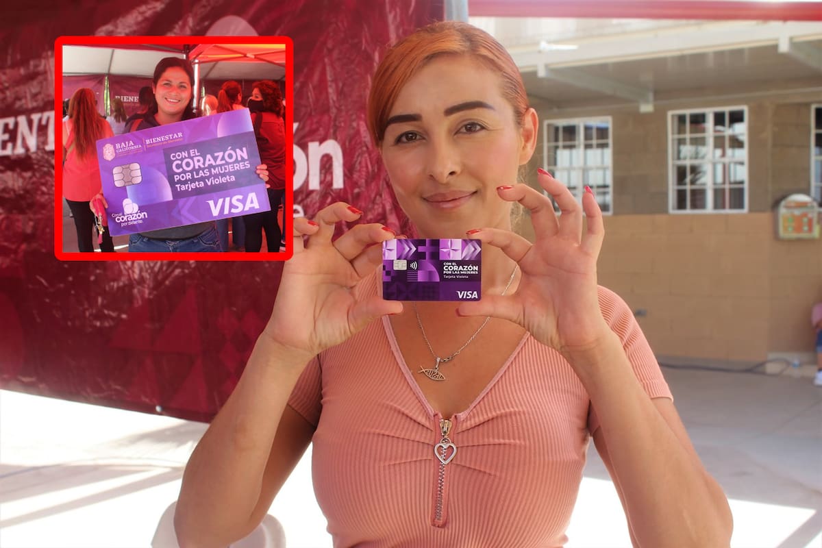 Una mujer obtiene su tarjeta Violeta, que le proporcionará un apoyo económico bimestral de $2600 pesos para mejorar sus ingresos y solventar necesidades básicas.