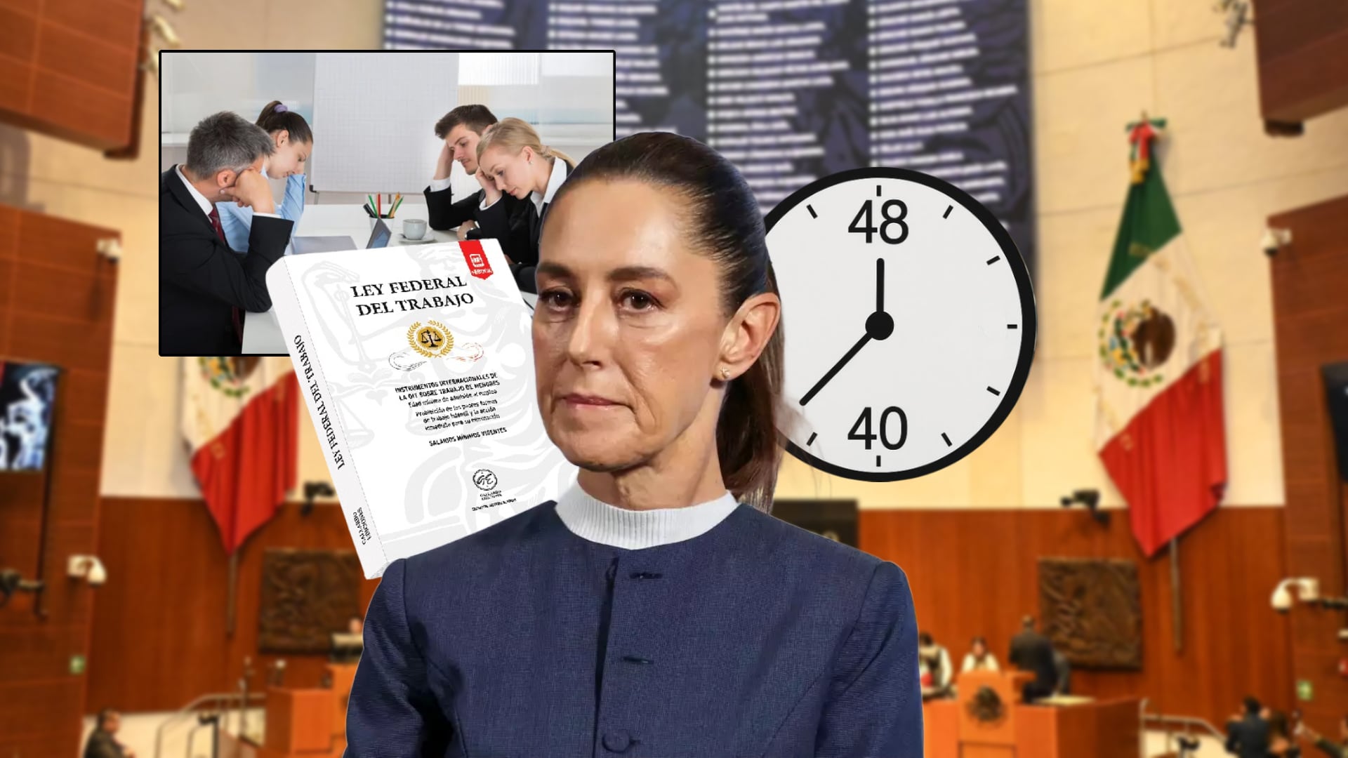 La jornada laboral de 40 horas llegará sin un día extra de descanso y las 8 horas que se reducirán podrían ser contempladas como horas extra, según el dictamen del Senado. | Foto: Presidencia y Pexels.