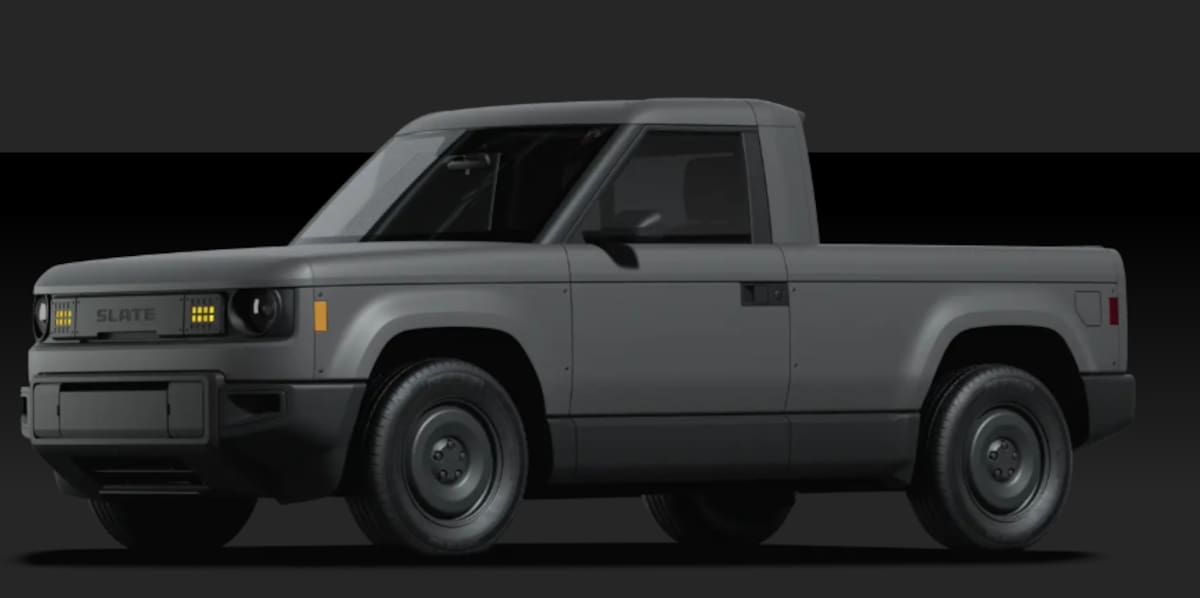 La pick-up eléctrica Slate busca competir por precio con camionetas básicas como la Nissan NP300, pero su bajo costo dependería de un modelo de personalización en casa. | Crédito: Slate