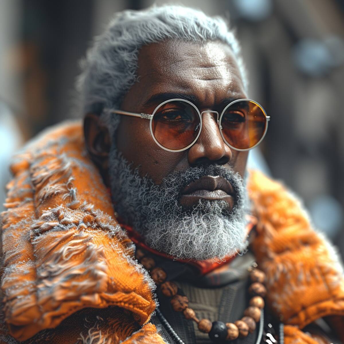 La visión de la IA revela a un Kanye West en su senectud, donde cada cana cuenta una historia de una carrera musical llena de éxitos y controversias.