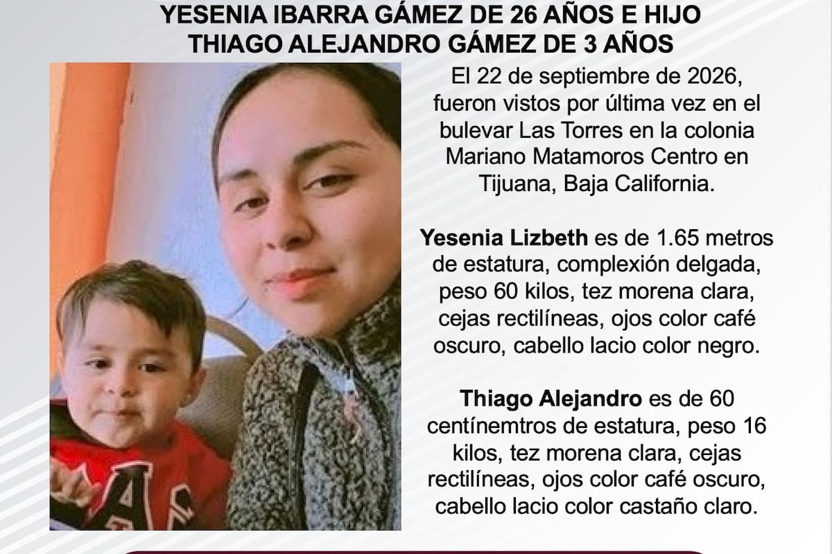 Buscan a Yesenia Ibarra Gámez y su hijo de 3 años