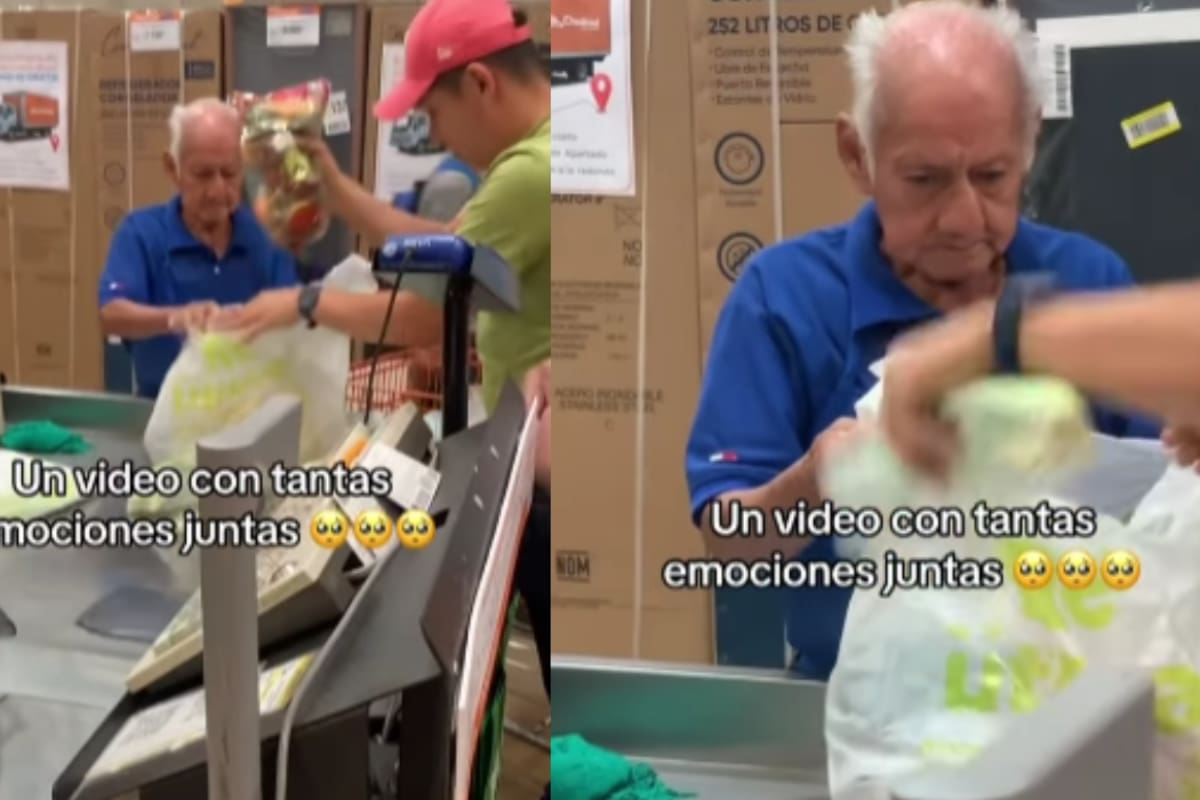 Video genera debate: joven empaca con prisa en el súper y no deja trabajar al abuelito empacador