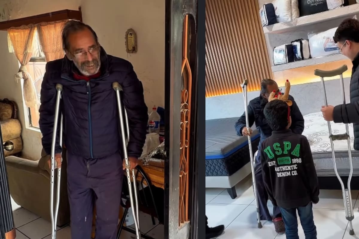 “El hombre de la tercera edad dormía en el piso”: Influencer visita a un adulto mayor de bajos recursos y le compra una cama