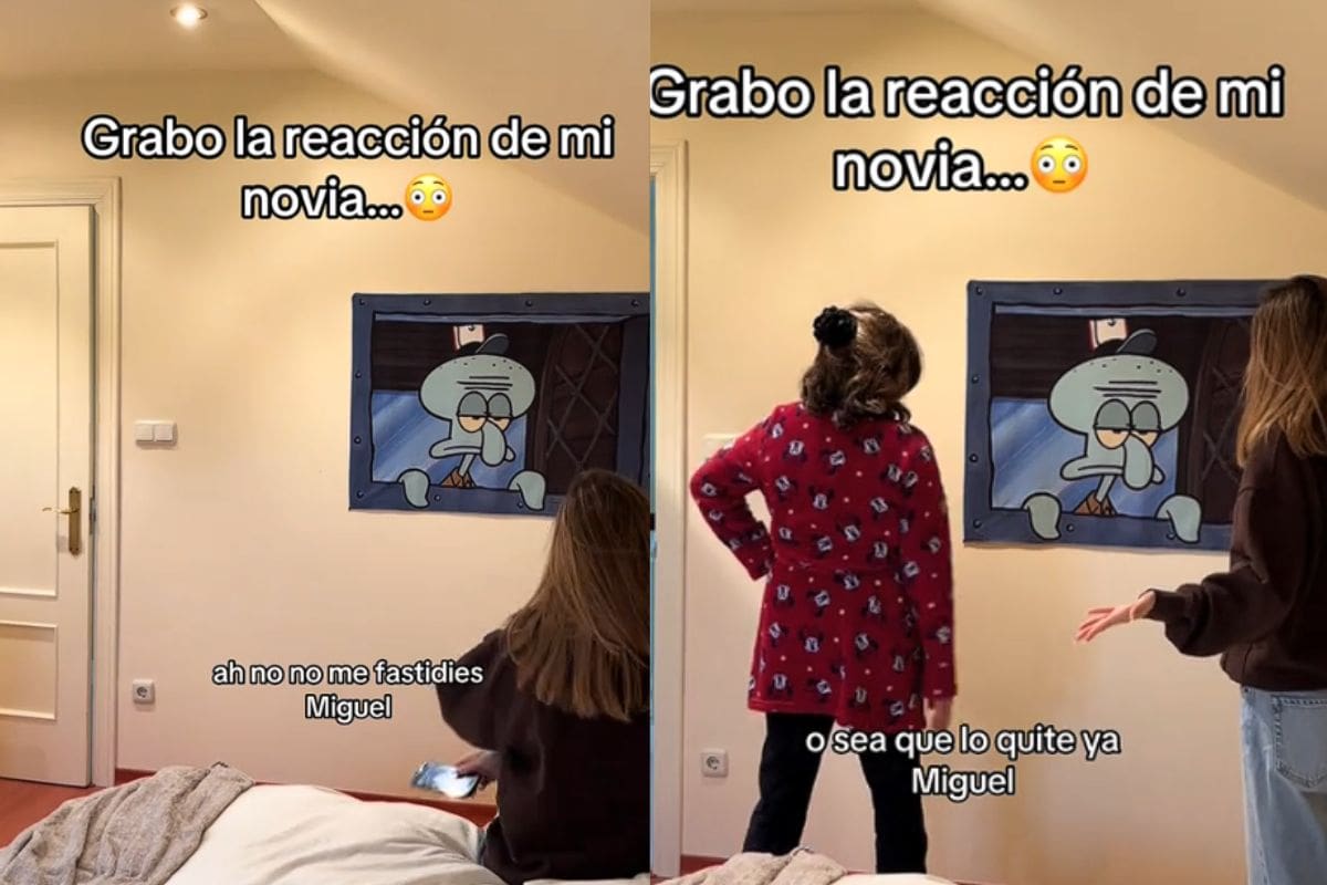 “Está feo”: Hombre le pone un cuadro de Calamardo en la pared de su novia y así reaccionó