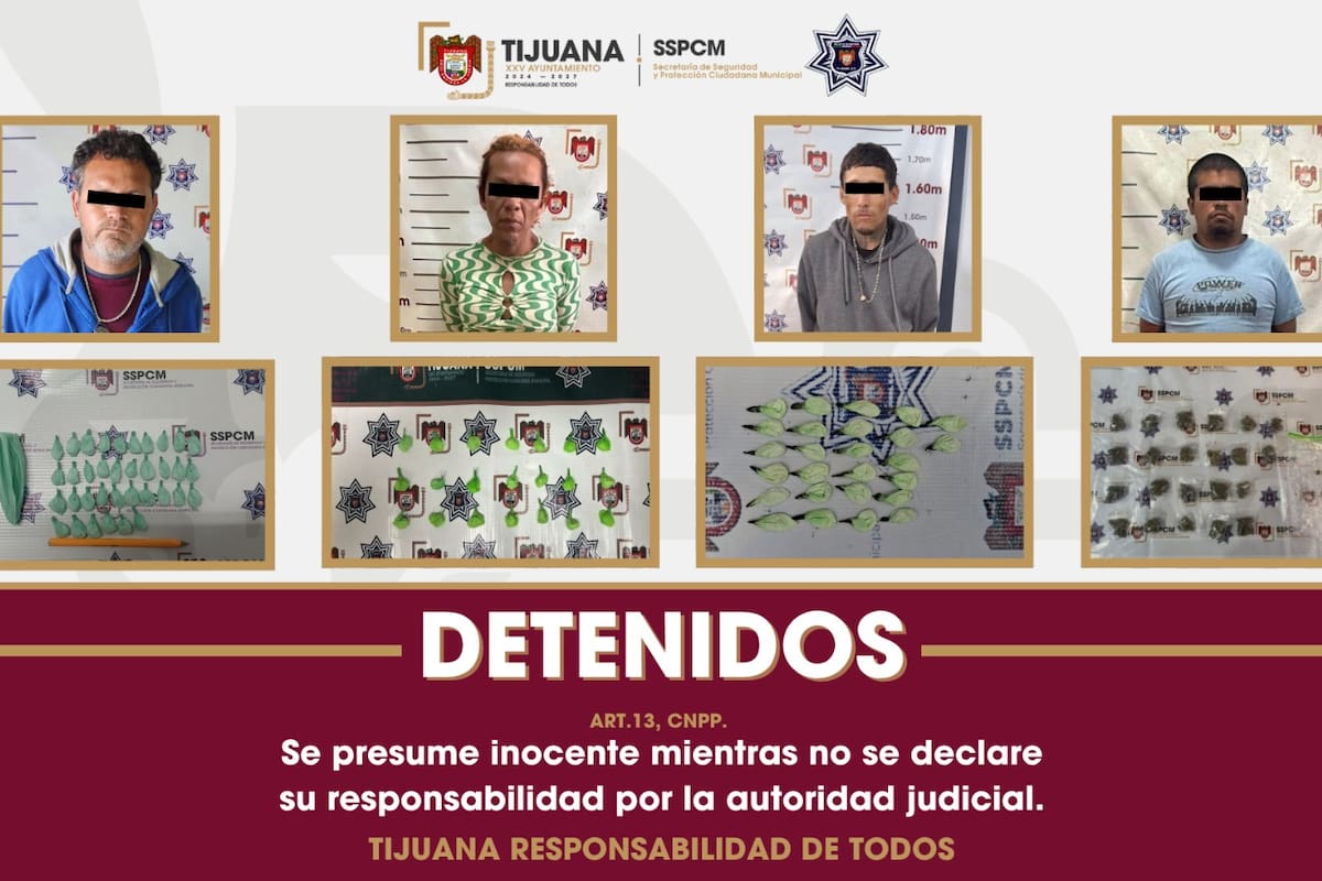 Detienen a cuatro personas y decomisan droga en Tijuana