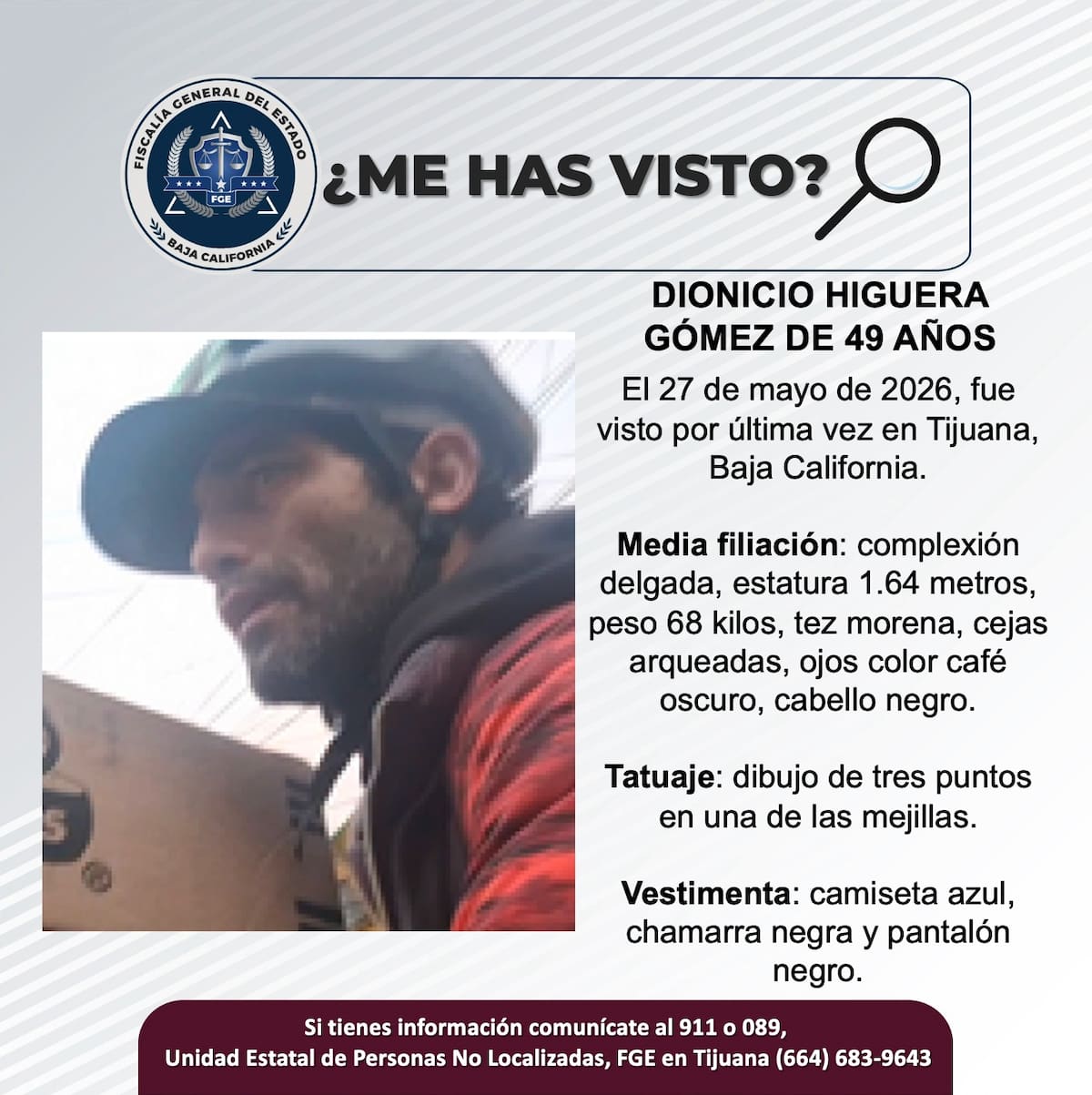 Fue visto por última vez el 27 de mayo de 2026.