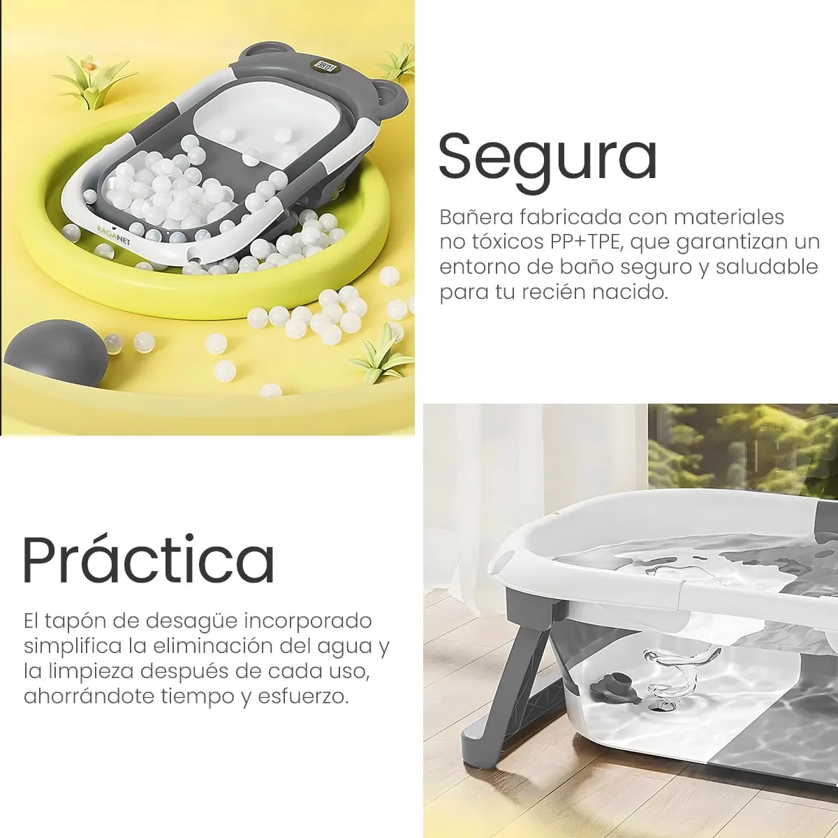 Bañera tina de baño para bebé plegable y portátil en color gris | Mercado Libre