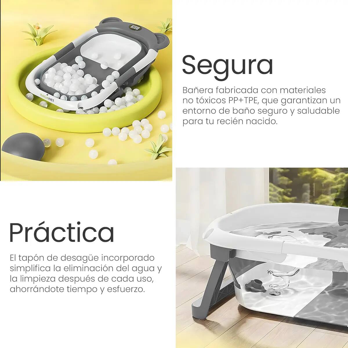 Bañera tina de baño para bebé plegable y portátil en color gris | Mercado Libre
