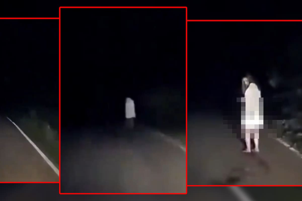 VIDEO aterrador muestra a una mujer apuñalándose a sí misma en medio de una carretera oscura (IMÁGENES FUERTES)