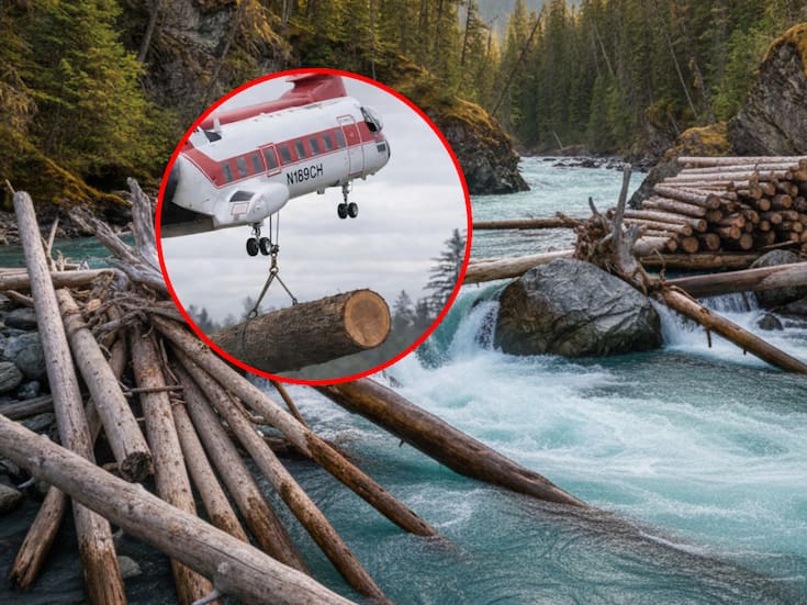 Helicópteros están soltando troncos dentro de ríos en los Estados Unidos y se debe a un vital propósito