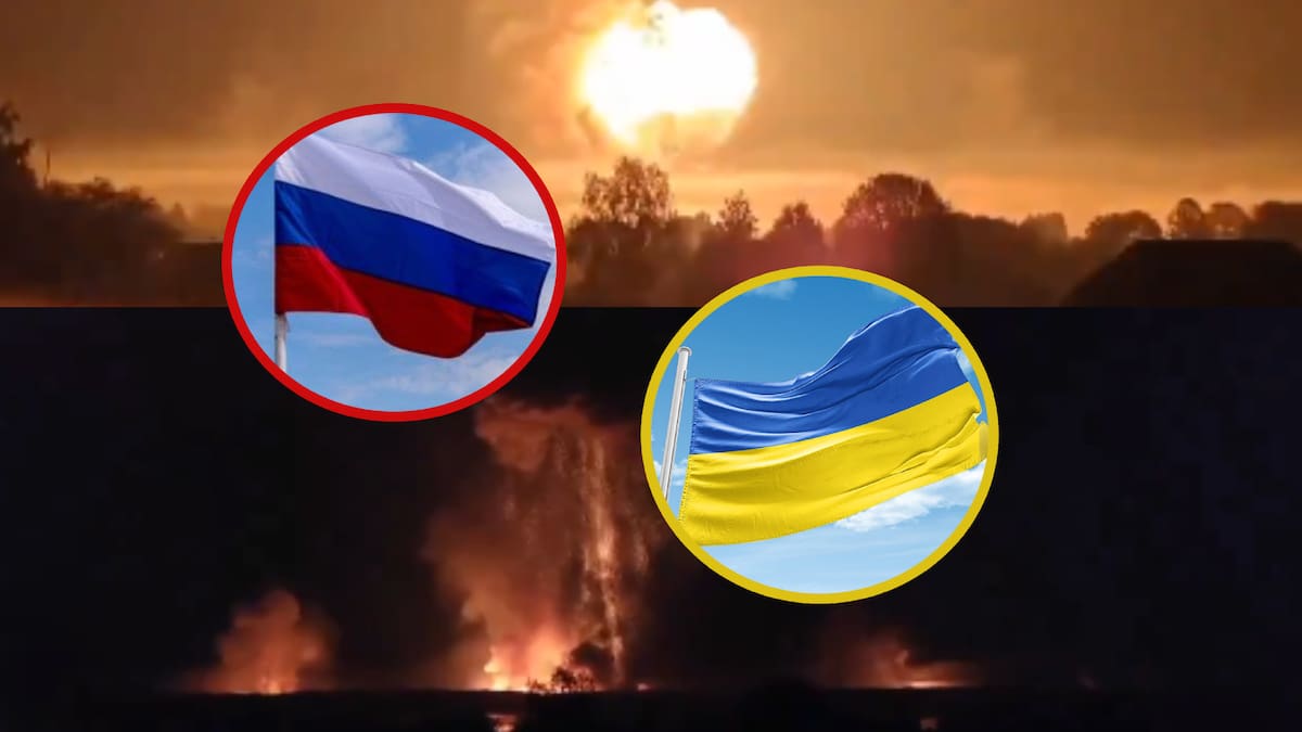 Un ataque con drones ucranianos causó una explosión masiva en un arsenal ruso en Tver, generando un incendio de gran magnitud y la evacuación de miles de personas. FOTO: Especial.